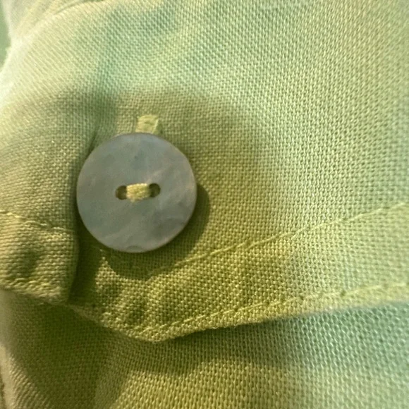 Allison Taylor 100% Linen Lime Green Two-Piece Set (Button Shirt & Pants) L - Picture 9 of 15